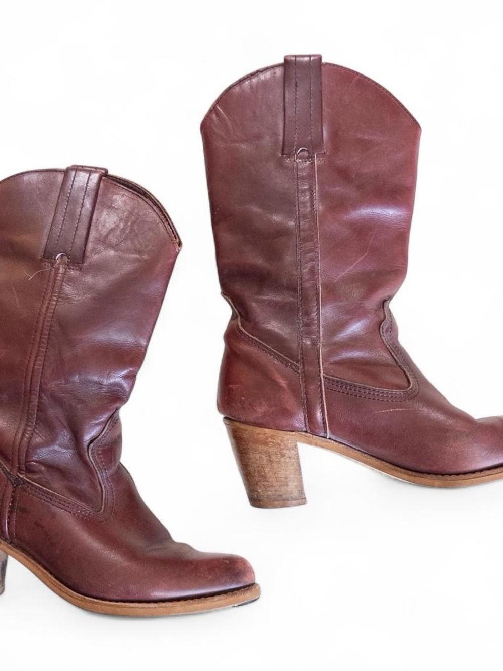 Vintage Dexter Red Leather Cowboy Boots Women’s Size 7.5 Western USA Made